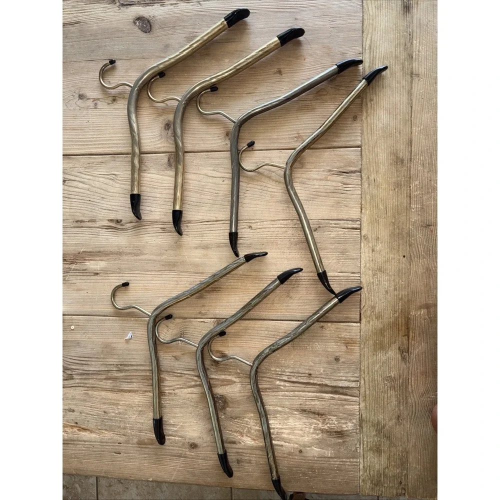 Vintage Metal Tubular Clothes Hangers Black Rubber Tips Mid Century Set of 7 MCM
